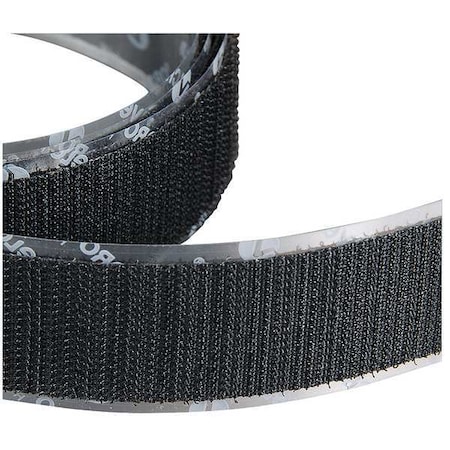 Reclosable Fastener, Rubber Adhesive, 75 Ft, 2 In Wd, Black