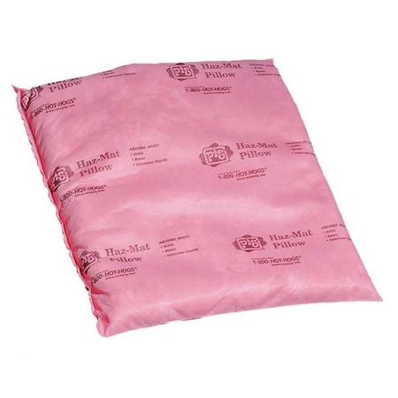 Sorbents, 10 Gal/pk; 1 Gal/pillow, Harsh Chemicals Absorbed, Pink, Polypropylene, 10 PK