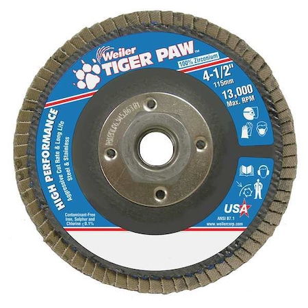 Flap Disc,Type 29,4-1/2in. Dia., 36 Grit