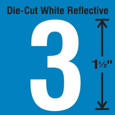 Die-Cut Reflective Number Label, 3,PK5