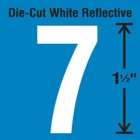 Die-Cut Reflective Number Label, 7,PK5