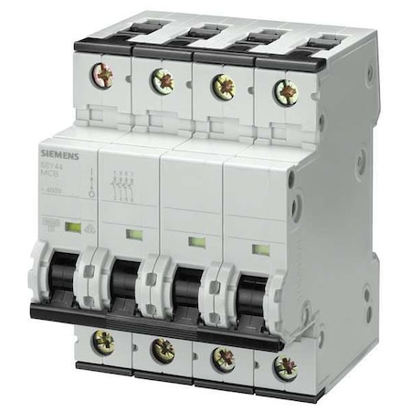 IEC Supplementary Protector, 3 A, 400V AC, 4 Pole, DIN Rail Mounting Style, 5SY4 Series