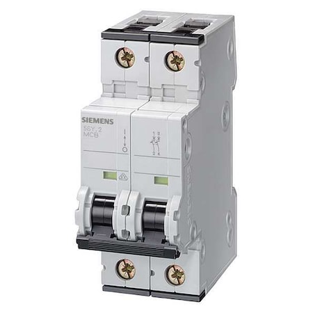 IEC Supplementary Protector, 6 A, 400V AC, 2 Pole, DIN Rail Mounting Style, 5SY6 Series