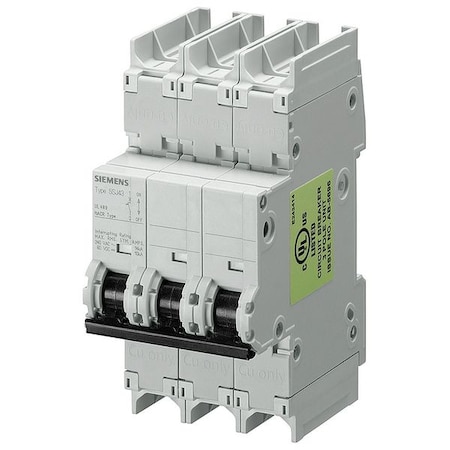 Miniature Circuit Breaker, 4 A, 240V AC, 3 Pole, Standard Mounting Rail Mounting Style, 5SJ4 Series