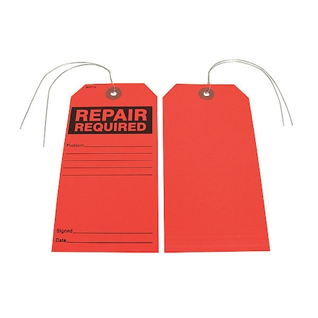 Repair Required Tag,Blck/Red,Paper,PK25