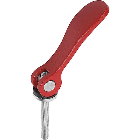 Cam Lever Size: 0 10-24X30, A=52,3, B=18, Aluminum Red RAL 3003 Powder-Coated, Comp: Stainless Steel