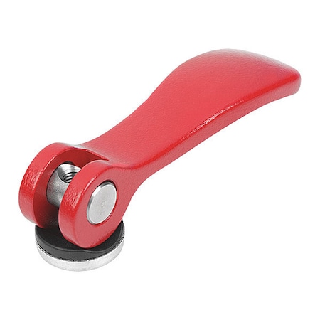 Cam Lever Size: 1 D=1/4-20, A=70,4, B=21,5, Aluminum Red RAL 3003 Powder-Coated, Comp: Steel