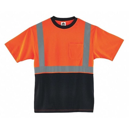 Black Front Safety T-Shirt,2XL,Orange