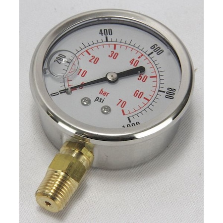 Gauge,Glycrn Flld,0-1000psi,1/4 Stm Mnt