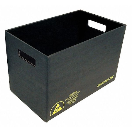 ESD Conductive Bin, Black, Cardboard, 17 5/8 In L, 10 1/2 In W, 3 5/8 In H