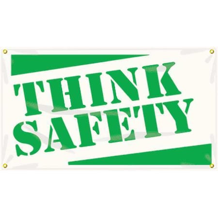Banner,Think Safety,24 X 48 In.