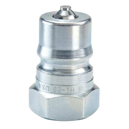 Hydraulic Quick Connect Hose Coupling, Steel Body, Ball Lock, 3/8-18 Thread Size, 60 Series