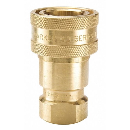 Hydraulic Quick Connect Hose Coupling, Brass Body, Sleeve Lock, 1-11-1/2 Thread Size, 60 Series