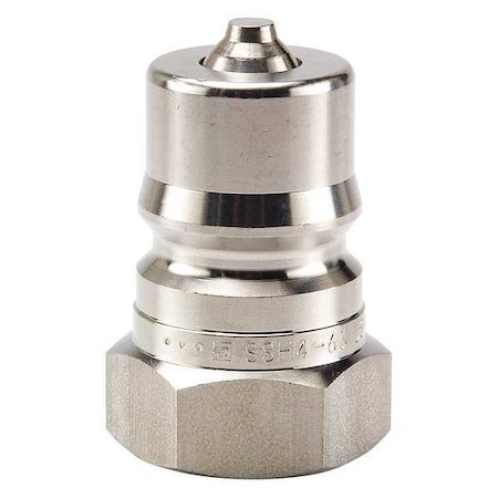 Hydraulic Quick Connect Hose Coupling, 316 Stainless Steel Body, Sleeve Lock, 1/4-18 Thread Size