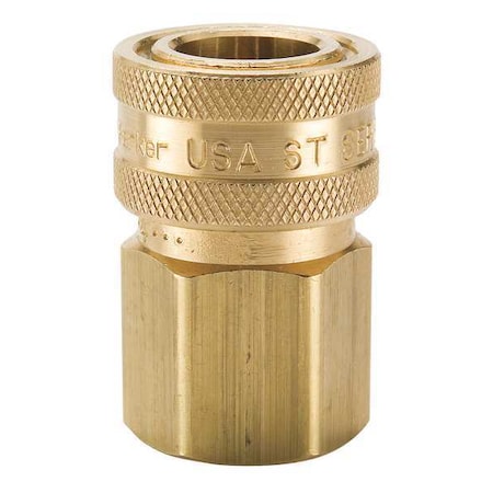 Hydraulic Quick Connect Hose Coupling, Brass Body, Sleeve Lock, 3/4-14 Thread Size, ST Series