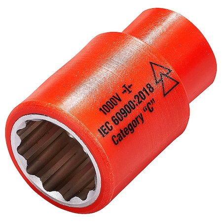 3/8 In Drive Insulated Socket 7/8 In, 12 Pt, SAE