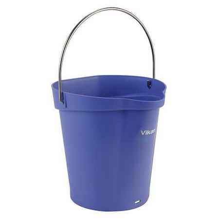 Round Hygienic Bucket, 9 19/32 In Dia, Purple, Polypropylene