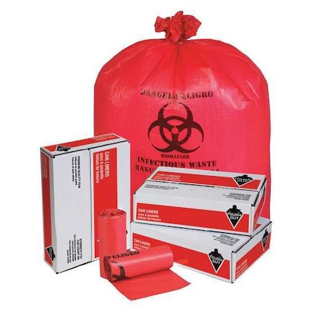 Hospital Islation Bag,45gal,Red,PK200