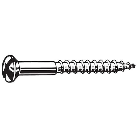 Wood Screw, #10, 1-1/2 In, Plain 18-8 Stainless Steel Oval Head Slotted Drive, 100 PK