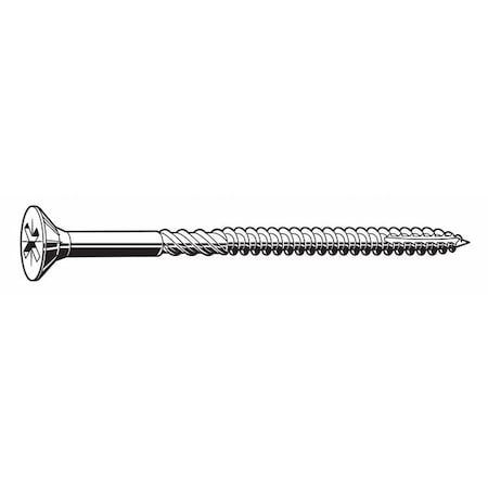 Wood Screw, #10, 3-1/2 In, Plain 18-8 Stainless Steel Flat Head Phillips Drive, 200 PK