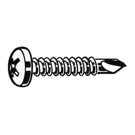 Self-Drilling Screw, #10 X 1-1/2 In, Zinc Plated Steel Pan Head Phillips Drive, 2400 PK