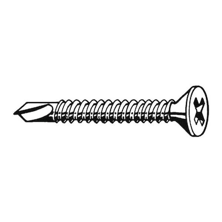 Drywall Screw, #6 X 1-5/8 In, Steel, Flat Head Phillips Drive, 5000 PK