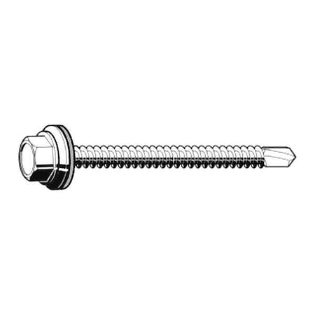 Self-Drilling Screw, #12 X 1-1/2 In, Zinc Plated Steel Hex Head Hex Drive, 1500 PK