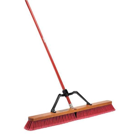 36 In Sweep Face Push Broom, Black, Red, 60 In L Handle