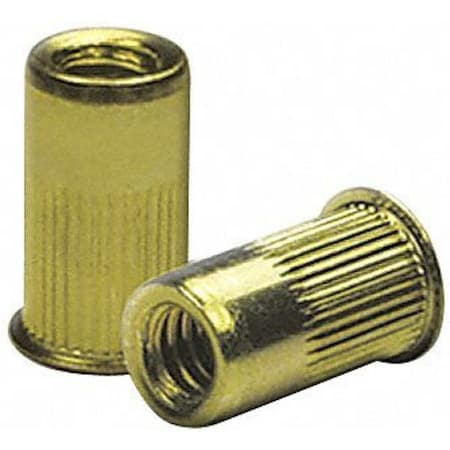 Rivet Nut, 1/4-20 Thread Size, 0.455 In Flange Dia., 0.58 In L, Steel, 50 PK