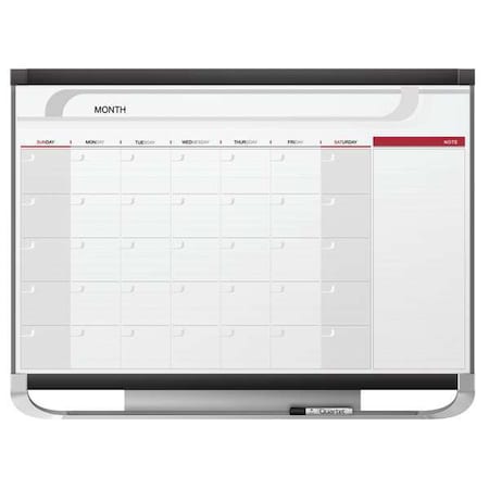 24x36 Magnetic Melamine Calendar Planning Board, White/Tan/Red