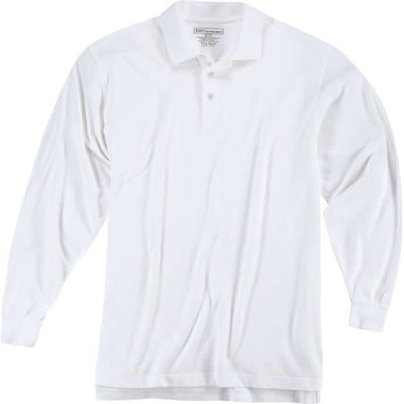 Utility Long Sleeve Polo,L,White