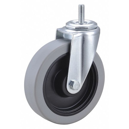 Swivel Stem Caster, Polyurthn, 5 In, 300 Lb, Core Color: Black