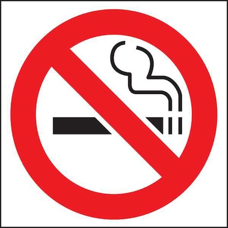 No Smoking Window Decal Sign, 6 In Height, 6 In Width, Plastic, Rectangle, No Text