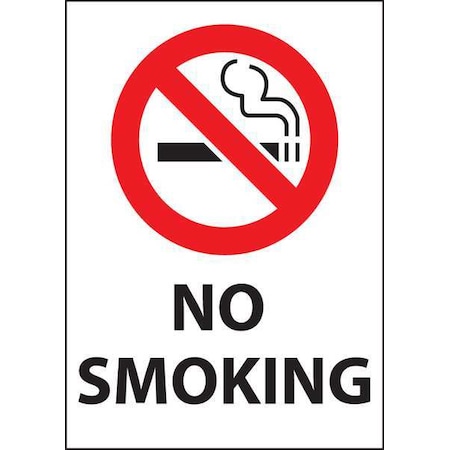 No Smoking Window Decal Sign, 7 H, 5 In W, Plastic, Rectangle, English, 1831D