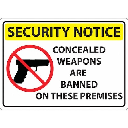 Concealed Carry Sign, 7 In H, 10 In W, Aluminum, Vertical Rectangle, English, 1819A