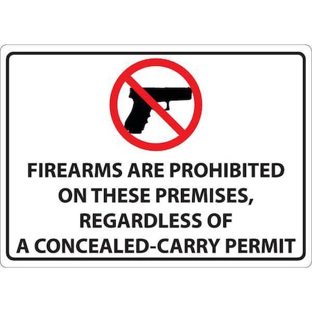 Sign,Firearms Prohibited,7X10,Plastic