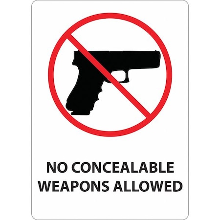 S. Carolina Concealed Carry Sign, 14 In Height, 10 In Width, Plastic, Rectangle, English