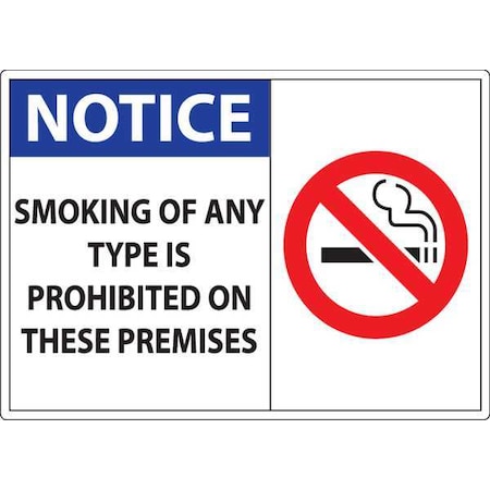 No Smoking Window Decal Sign, 5 In H, 7 In W, Plastic, Rectangle, English, 1834D