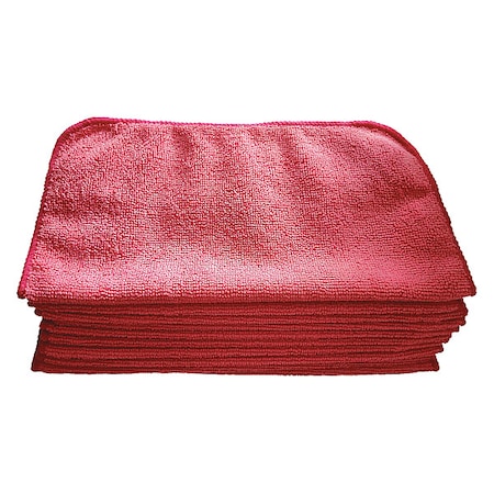 Microfiber Cloth Wipe 12 X 12, Red, 12PK
