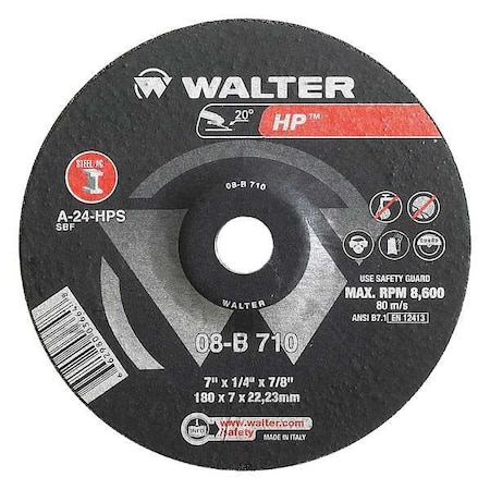 Depressed Center Grinding Wheel, Type 28, 0.25 In Thick, Aluminum Oxide