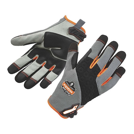 Mechanics Gloves, XL, Gray, Padded Palm, Reinforced