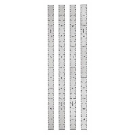 Ruler, Stainless Steel, Self Adhesive. Horizontal, Zero At Left. 40 Long, 15 Mm Wide, 1 Mm Thick