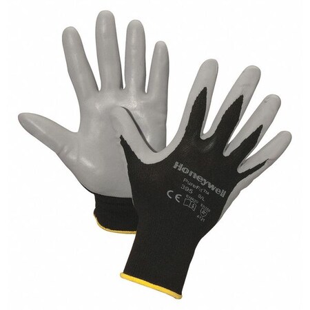 Nitrile Coated Gloves, Palm Coverage, Black/Gray, L, PR