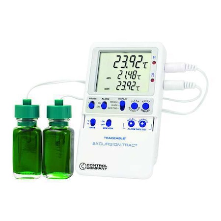 Digital Data Logging Thermometer, Excursion-Trac™ With (2) Bottle Probe Style