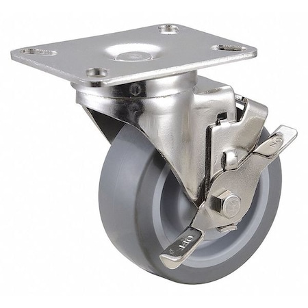 Swivel NSF-Listed Plate Caster W/Brake,275 Lb.,NSF-Listed Plate Type A