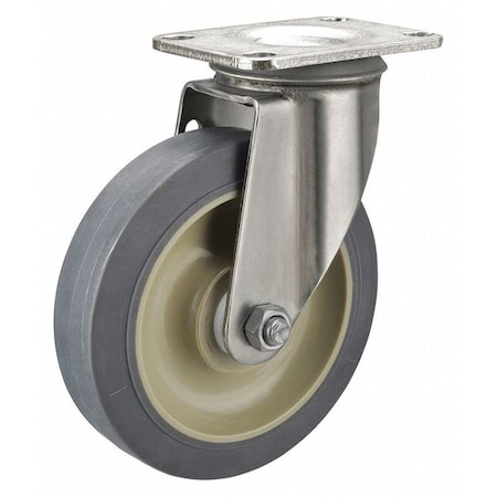Swivel NSF-Listed Plate Caster,300 Lb.,Delrin,Gray
