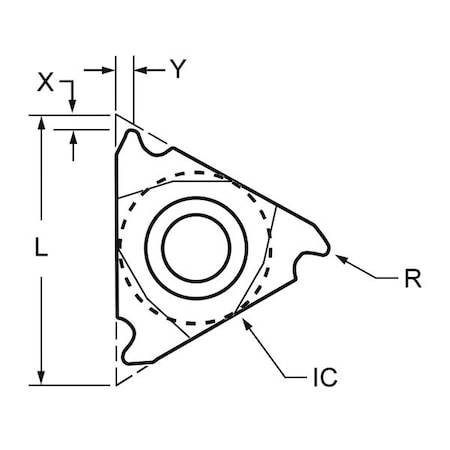 Threading Insert, Triangle, 3/8 In, 3ILG, 0.0060 In, Carbide