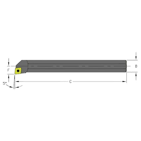 Indexable Boring Bar, A06K SCLPL2, 5 In L, High Speed Steel, 80 Degrees  Diamond Insert Shape