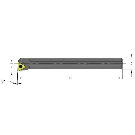 Indexable Boring Bar, S04G STUCR1.2-172, 3-1/2 In L, High Speed Steel, Triangle Insert Shape