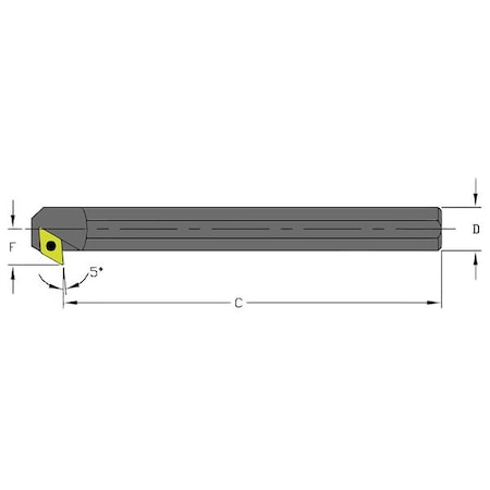 Indexable Boring Bar, S16X SDXCR3, 9 In L, High Speed Steel, 55 Degrees  Diamond Insert Shape